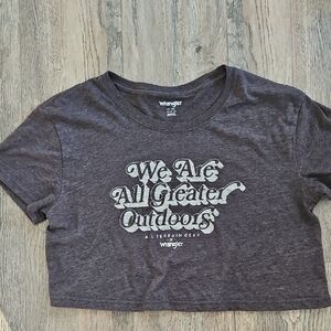 Wrangler Womens Crop Top Charcoal Graphic Tee